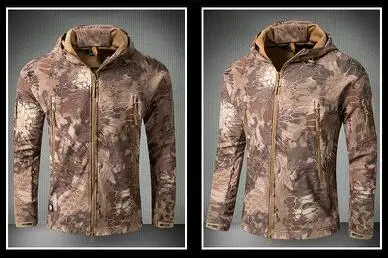 Тактическая куртка Мягкая оболочка флисовая подкладка Водоотталкивающее пальто ветрозащитная Верхняя одежда Куртка - Цвет: 4