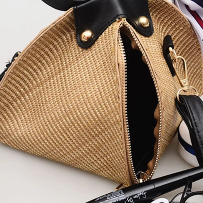 Women Summer Handbag INS Popular Female Fashion Straw Bags Lady Triangular Hot Holiday Shoulder Bag Travel Knit Bolsa SS3192 (5)