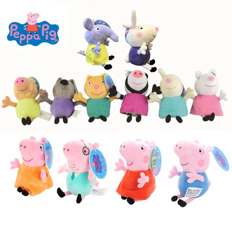 

19cm Original Peppa Pig George Stuffed Plush Toys Cartoon Animal Family Friend Pig Party Dolls For Girl Children Birthday Gifts