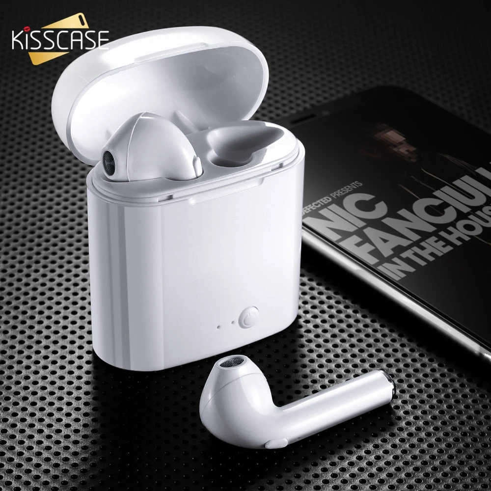 Baratos KISSCASE i7S TWS Mini auriculares Bluetooth inalámbricos con caja de carga para todos los auriculares Bluetooth del teléfono inteligente para el teléfono y la computadora