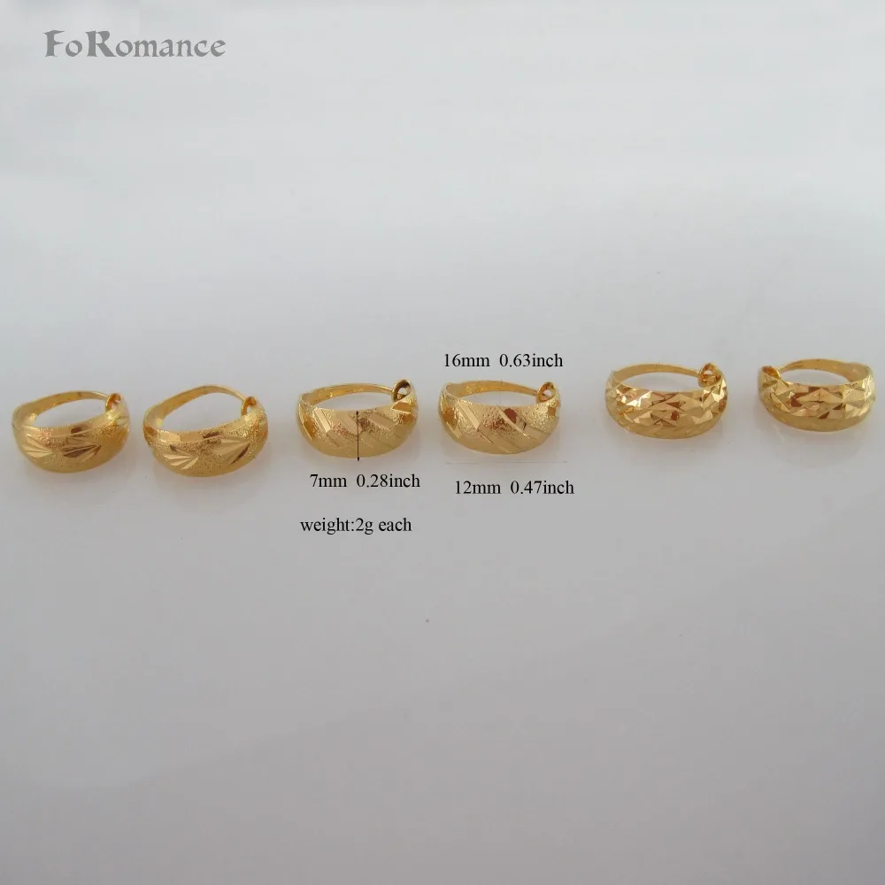 

ORDER 10$ GET FREE SHIPPING/ THREE STYLES - YELLOW GOLD GP HOOP TALL 16MM 0.63" WIDTH 12MM 0.47" EARRING WITH DIFFERENT PATTERN