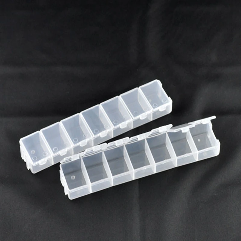 

6PCs 42 Compartment Plastic Storage Box Saundries Container Clear Beads Display Jewelry Storage Box Makeup Organizer 158x34x20mm