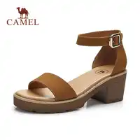 CAMEL ผู้หญิงใหม่สบายๆ Peep Toe รองเท้าแตะผู้หญิงแฟชั่นของแท้หนัง Med ส้นรองเท้าสำหรับสุภาพสตรี Comfort ปั๊ม