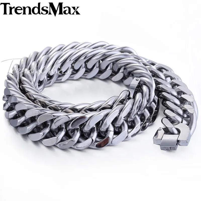 Trendsmax 18/22 мм Мужская цепь Тяжелая 316L Нержавеющая сталь серебро (Цвет) интересный