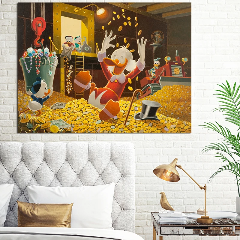 

A Lot Of Money Poster Scrooges McDuckes Carl Barks Paintings on Canvas Modern Art Decorative Wall Pictures HD Home Decoration