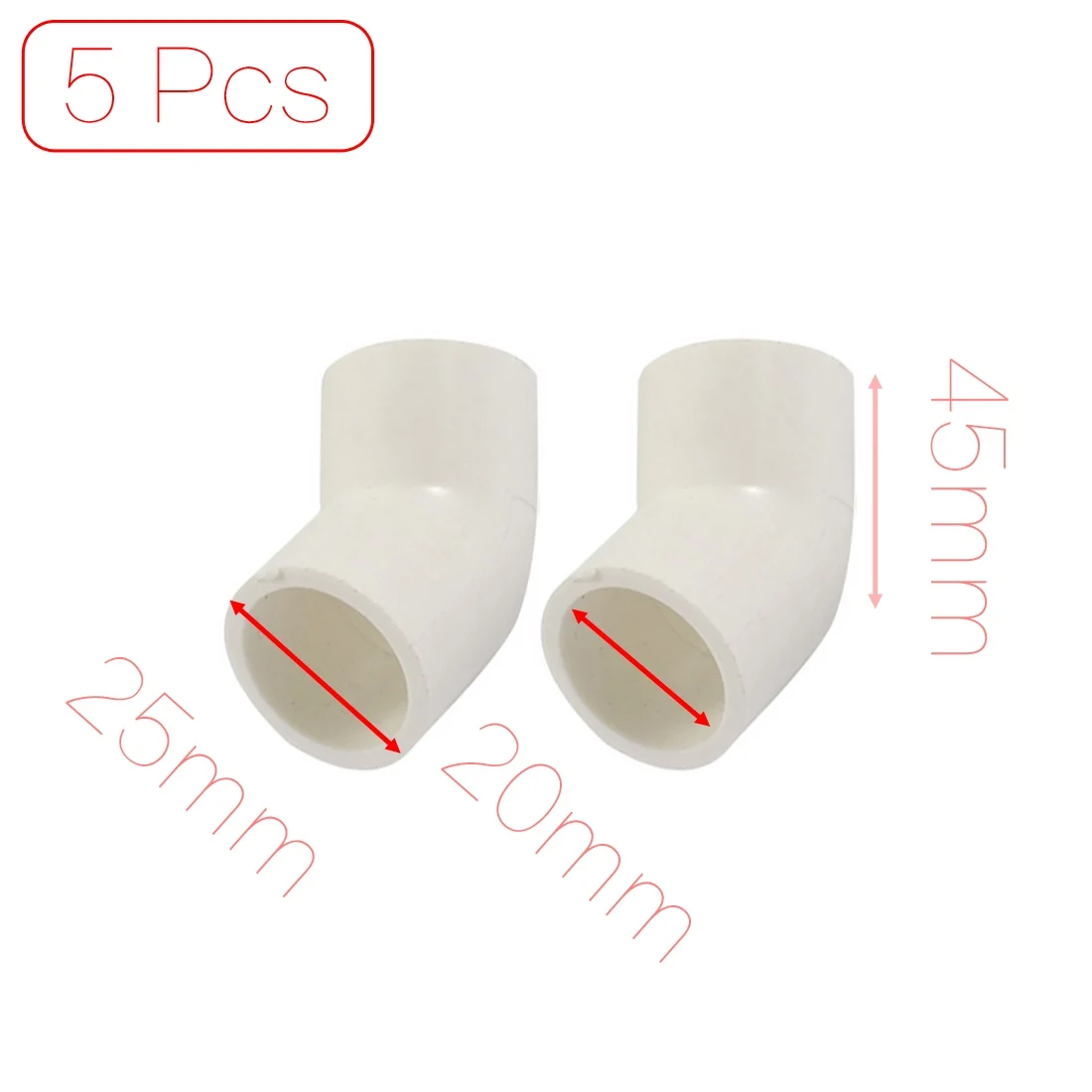 UXCELL 5 Pieces 20Mm Dia 45 Angle Degree Elbow Pvc Pipe Fittings