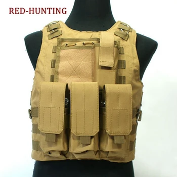 

Outdoor Tactical Military 600D Oxford Hunting Camouflage Vest Airsoft Molle Plate Carrier Vest Multi Pockets Waitstcoat Sand