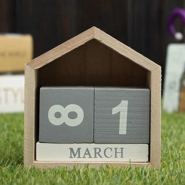 Online Kicute Country Design House Shape Perpetual Calendar Kicute Country Design House Shape Perpetual Calendar Wood Desk Wooden Block Home Office Supplies Decoration Artcraft
