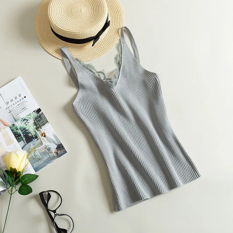 Кружевная женская рубашка, хлопок, ремень, элегантный укороченный топ, сексуальный v-образный вырез, женская короткая Пижама, женский кружевной топ, летняя блуза для вечеринки - Цвет: gray