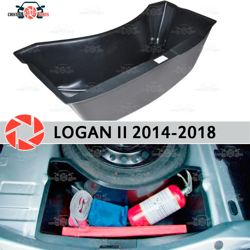 Органайзер для багажника Renault Logan 2014-2018 в обхвате запасного колеса, пластиковая защита ABS, аксессуары для стайлинга автомобиля Органайзер для багажника Renault Logan 2014-2018 в обхвате запасного колеса, пластиковая защита ABS, аксессуары для стайлинга автомобиля