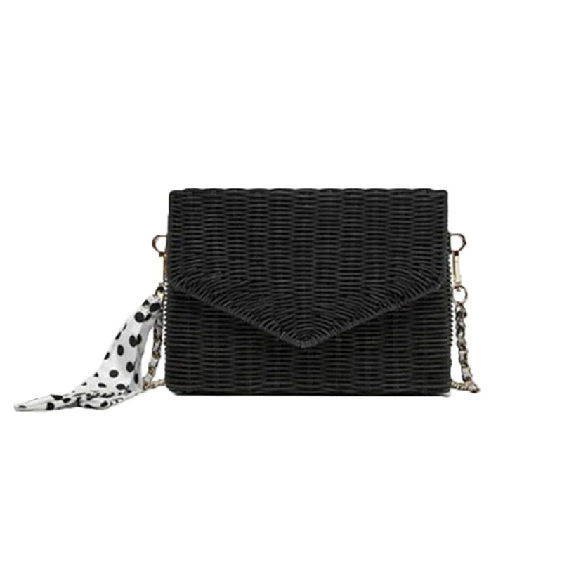 Women Ribbon Straw Bag Female Summer Rattan Handbag INS Popular Lady Casual Clutch Bag Travel Handmade Knitted Crossbody SS3135 (5)