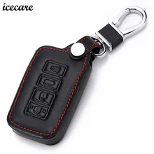 Icecare Genuíno Couro De 4 Botões Fob Chave Titular Da Tampa Do Caso Protetor para Toyota Highlander RAV4 Camry Avalon Corolla 2016 2017