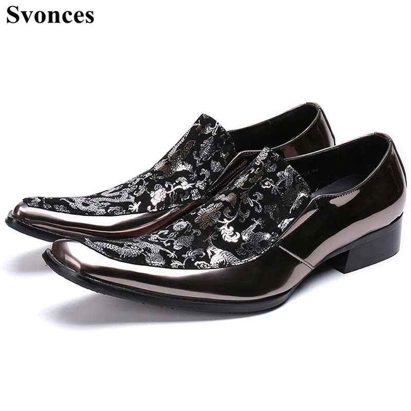 

Large size 47 Elegant Floral Formal Mens Dress Shoes Genuine Leather Slip On Business Shoes Mens Wedding Party Shoes Square Toe