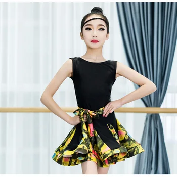 

New Profession Latin Dance Dress Girls Latin Clothes Latin Backless Dance Children competition Dancing Wavy Clothes DWY047