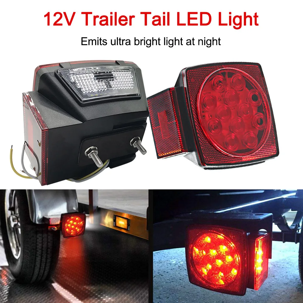 

12V Trailer Tail LED Light Kit Super Bright Brake Stop Warning Lights Tail License Lights for Camper Truck New Arrival