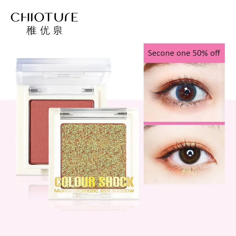 

CHIOTURE Brand Single Metallic Eye Shadow Makeup Palette Nude Shimmer Matte Pigmented Glitter Eyeshadow Cosmetic Sombra