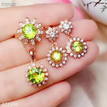 激安 KJJEAXCMY ファインジュエリー 925 スターリングシルバー象眼細工の天然ペリドットの宝石女性ネックレスチェーンペンダントリングスタッドサポートテスト