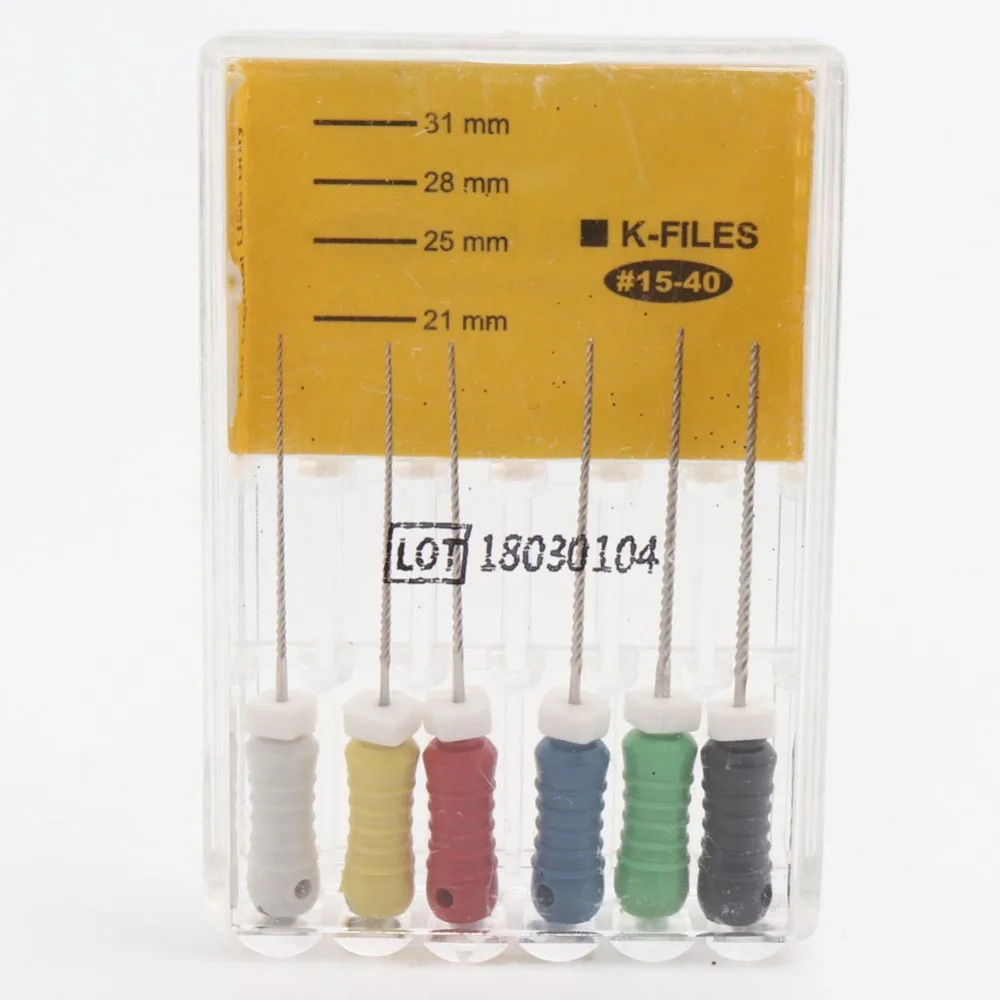 

1 Pack(6pcs)Endodontic Root Canal K Files Hand Use Dental K-File 21mm/25mm #15-40 & #45-80 Dentist Tools AAA Quality