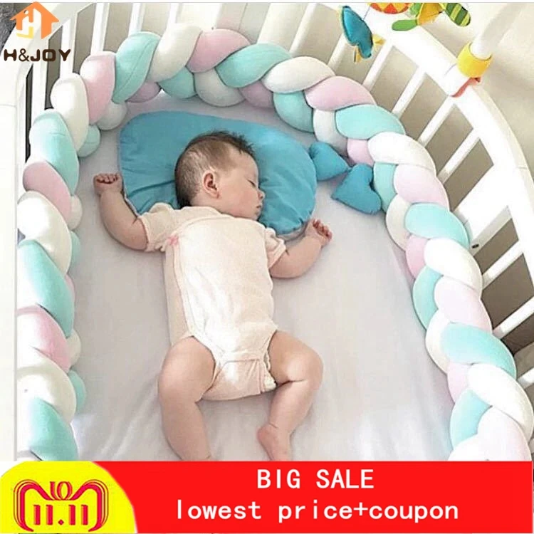 

2/3M Nordic Long Knotted Braid Pillow Cotton Knots Cushion Decorative Sofa Pillow Baby Bumper Crib Bed Protector Kids Room Decor