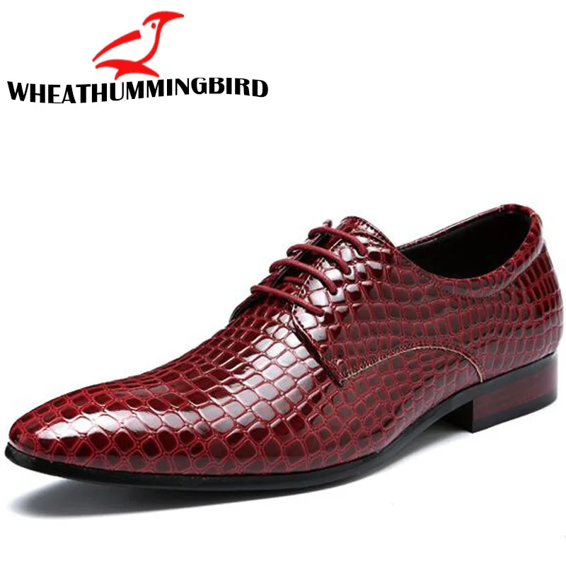 

Big Size 48 fashion men's leather shoes wedding Business dress Gentleman Pointed toe Nightclubs Alligator Pattern shoes RA-55
