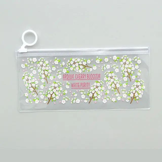 Mysterious-Small-Flowers-Animals-PVC-Waterproof-Pencil-Cases-Stationery-Storage-Office-School-Supplies-Pencil-Bags-PencilWhite flowers_2