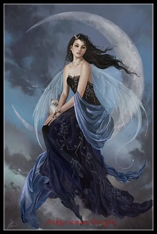 Moon Indigo Fairy - Counted Cross Stitch Kits Handmade Needlework For Embroidery 14 ct Sets DMC Color | Дом и сад