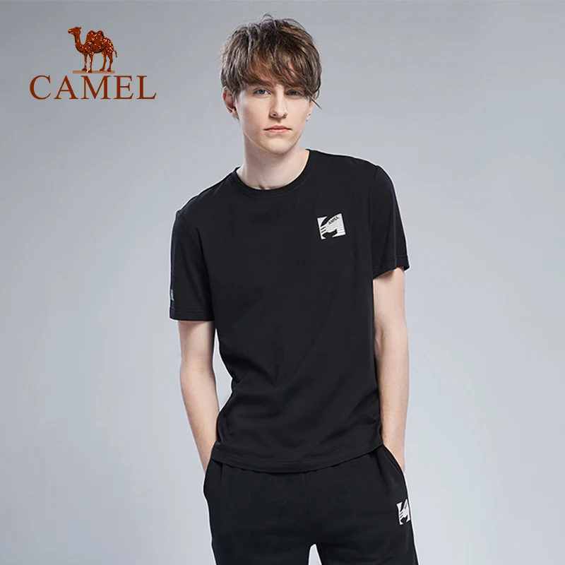 

CAMEL Sportswear Running Sets Cotton Gym Sports Shorts Jogging Workout Casual 2pcs Tracksuit T-Shirts Breathable Fitness