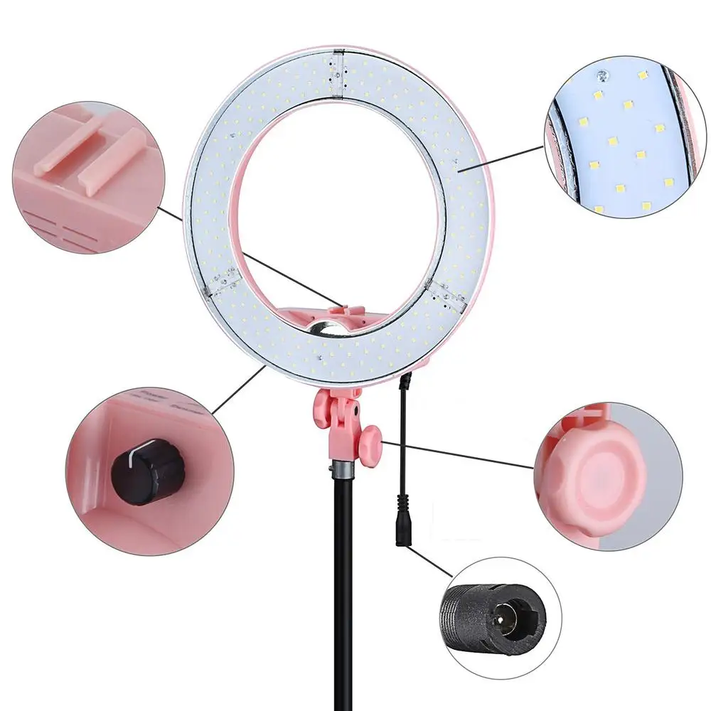 ضوء رينغ لايت Fotopal Pink Color 180 LED مع حامل ثلاثي وحقيبة مناسب لتصوير البورتريه ومحتوى الفيديو - Image 5