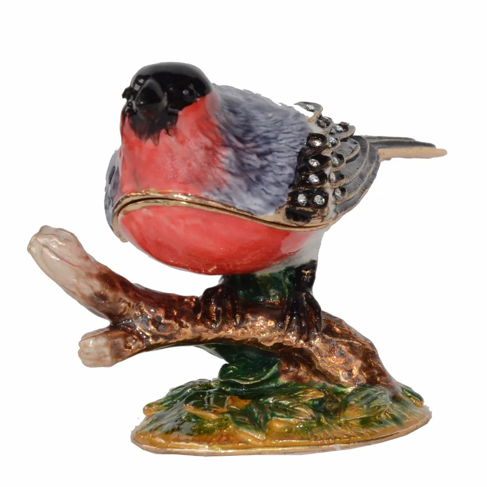 

Bullfinch Bird Trinket Box Jewelry Container Bird Decoration Creative Gift for Lovers Metal Tabletop