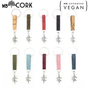 

10 units Colorful cork with tree leaf pendant Simple style keychain cork handmade keychain I-059-10