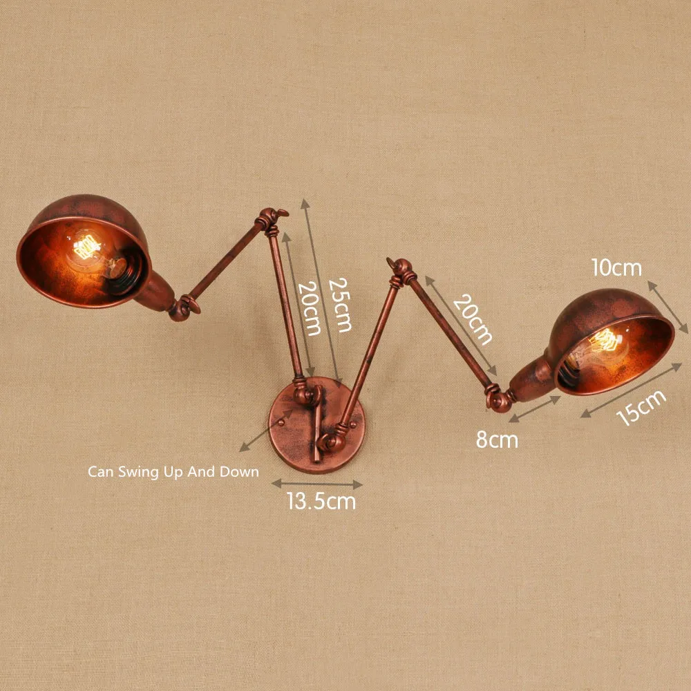 DOXA классический винтажный настенный светильник светодиодный Железный настенный светильник ржавая промышленная труба с двойными головками Домашнее освещение светильники обеденные бра