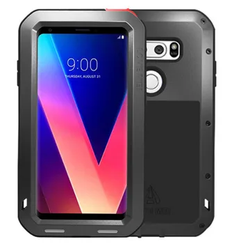

Love Mei - Funda Compatible con LG V30 ,Aluminio y Silicona Ultra Resistente con Cristal Gorila Glass - Negro