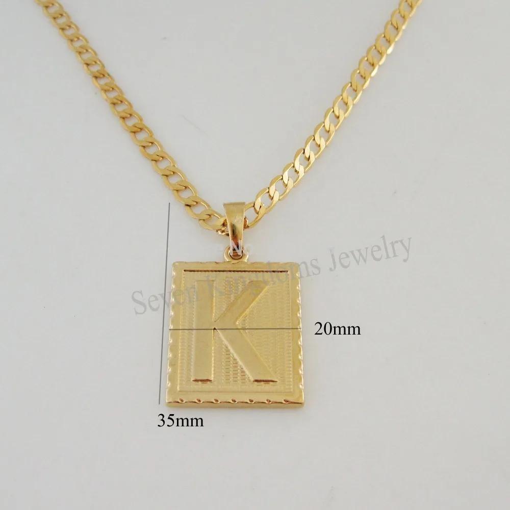 YELLOW GOLD OVERLAY FILLED BRASS 24inch CUBAN LINK CHAIN NECKLACE LETTER K INITIAL PENDANT GREAT GIFT | Украшения и аксессуары