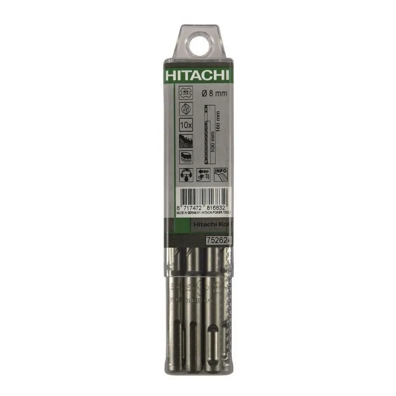 HIKOKI 752934 Multipack 10 бит SDS Plus 4 разрезы Профессиональный 14x260 мм Длинный полезный