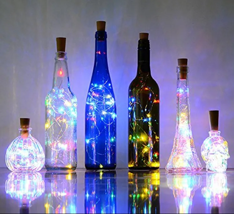 Bottle Stopper Fairy Lights String  Wine/Gin Battery Cork Shaped 20 LED 2M UK 