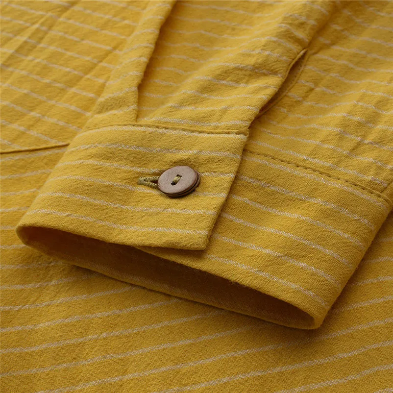 Fashion womens tops and blouses summer Autumn 2018 Long Sleeve Shirt Cotton Linen Striped Casual Loose Blouse camicette A22#N  (7)