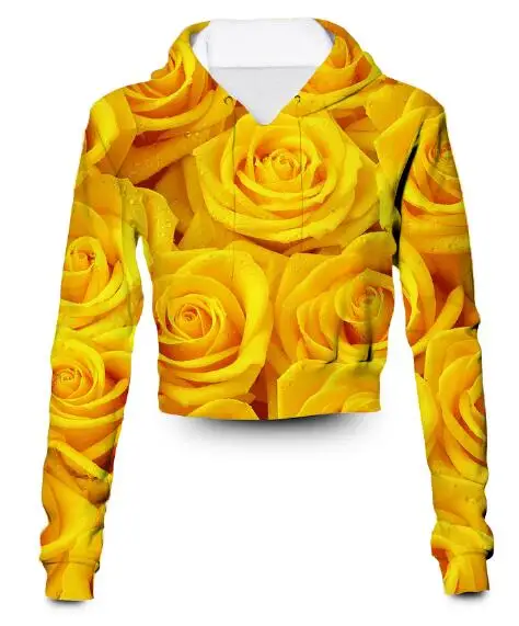 

Custom Made yellow roses 3D Sublimation Printing Plus Size Crop Hoodies