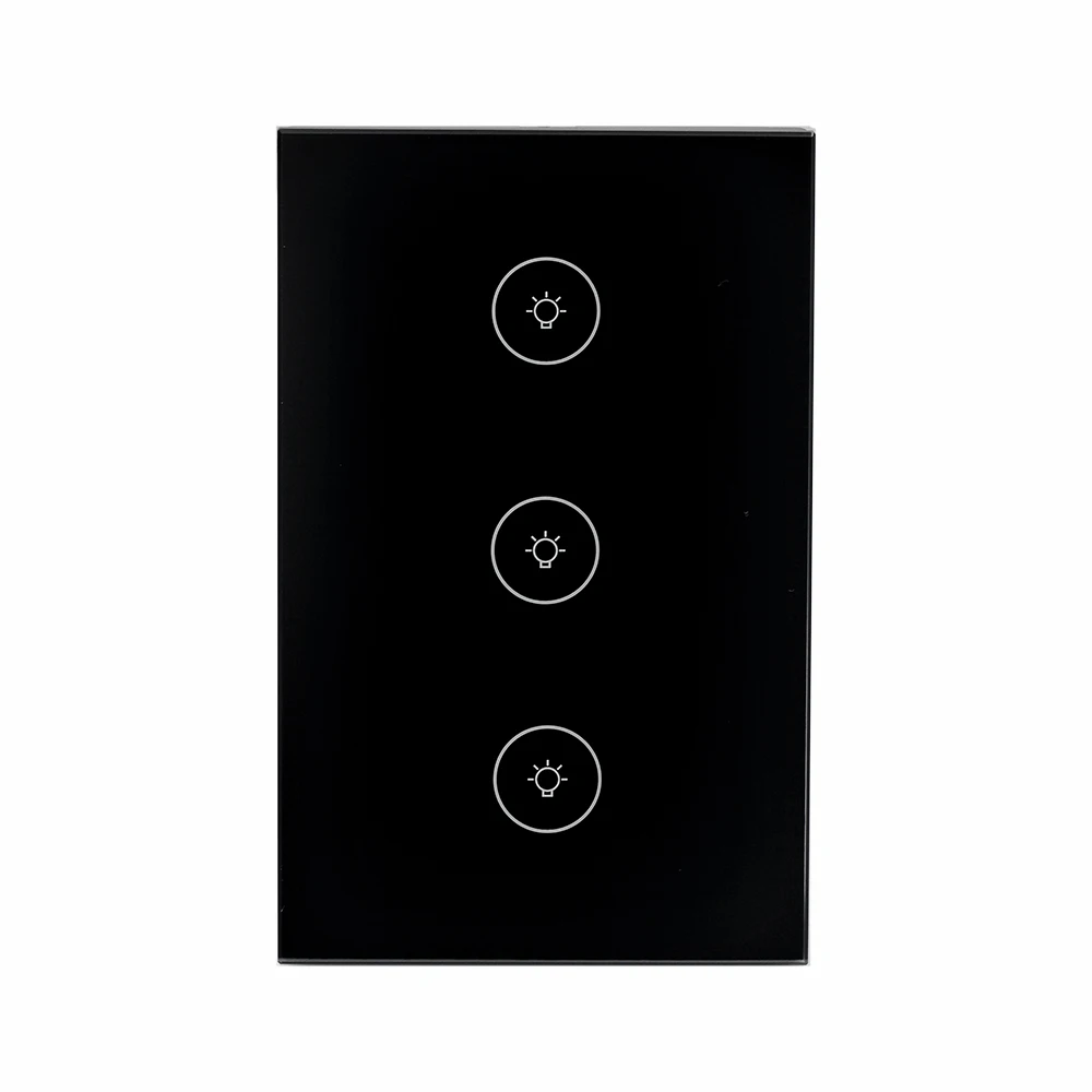 

US Standard Smart Light Switch, 3 Gang 1 way Wifi APP 2.4Ghz Remote Control Wall Touch Switch, Tempered Glass Touch Screen,