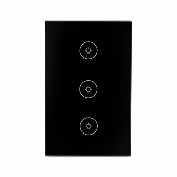 

US Standard Smart wifi Light Switch, 3 Gang 1 way Wifi APP 2.4Ghz Remote Control Wall Touch Switch, Tempered Glass Touch Screen