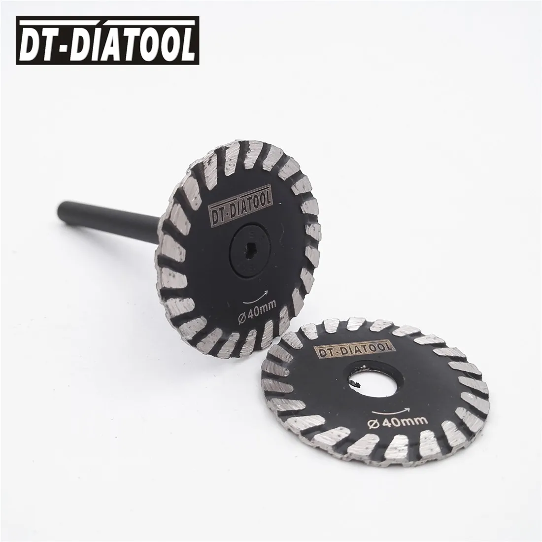 DT-DIATOOL 2pcs mini diamond saw blade removable 6mm shank Turbo cutting disc for granite marble stone concrete