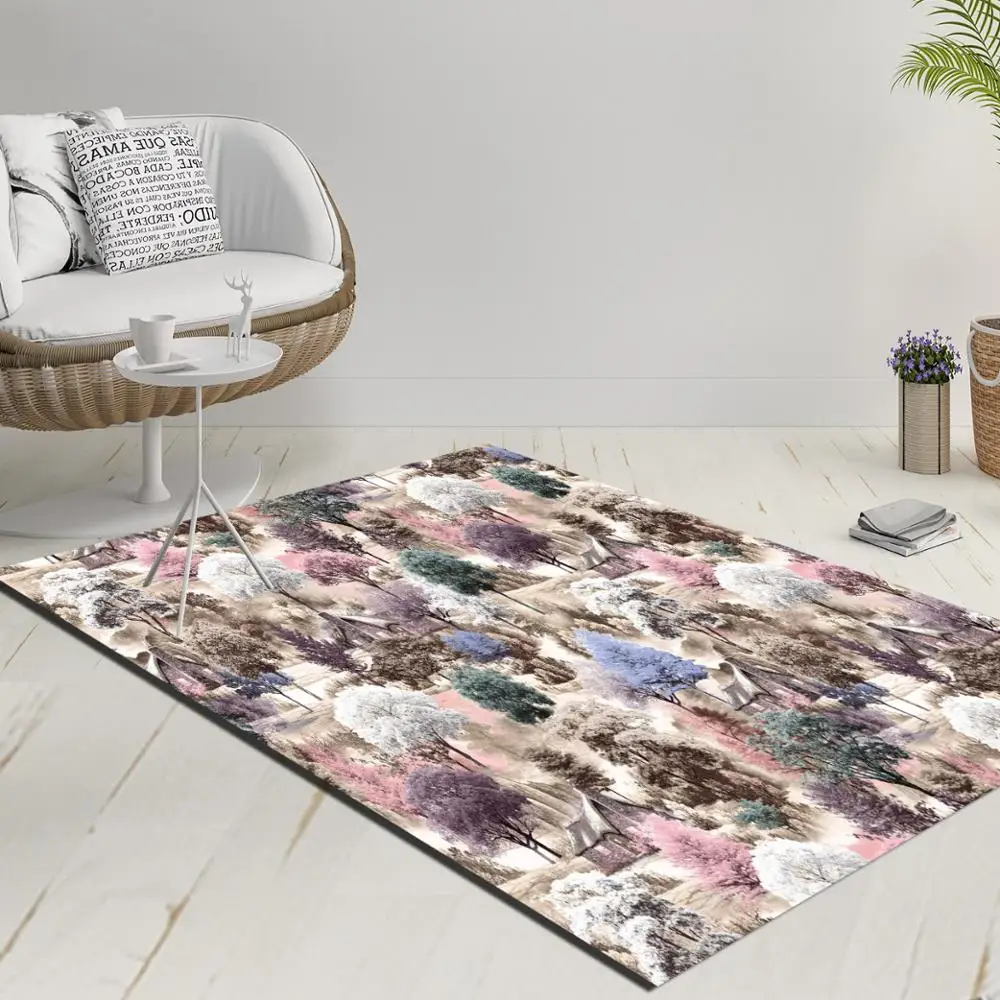 Else Blue Gray Brown Pink Trees Forest Fl Print Anti Slip Else Blue Gray Brown Pink Trees Forest