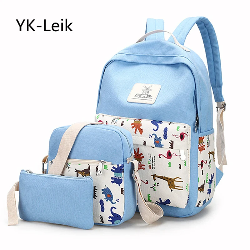 

YK-Leik Korean Fashion Middle School Students Bags For Girls High Quality Printed Canvas Ladies Travel Backpacks Shoulder Bag