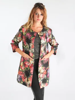 

Woman printing inner hook Three quarter sleeve windbreaker coat