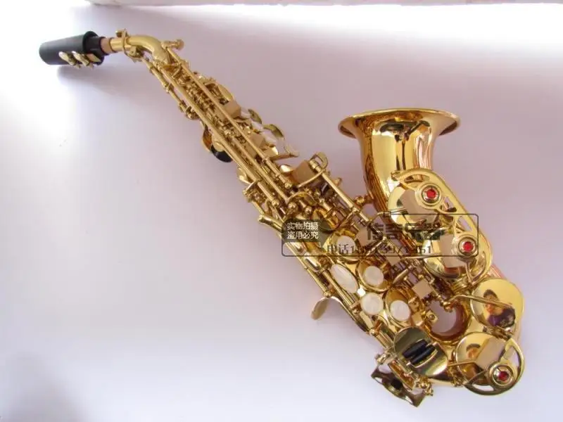 Hot Custom Gold Lacquer Saxophone B Tone Bell B Curved Soprano Sax