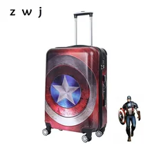 Стиль Капитан Америка прокатки багаж супер герой тележки чемоданы Путешествия сумка для поклонников Marvel hero es