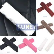 XUKEY из искусственной овчины, шерсти, меха, Авто Ремень безопасности, подплечники, чехол, зимний пушистый жгут, ремни безопасности, чехлы для сидений, стиль автомобиля, розовый
