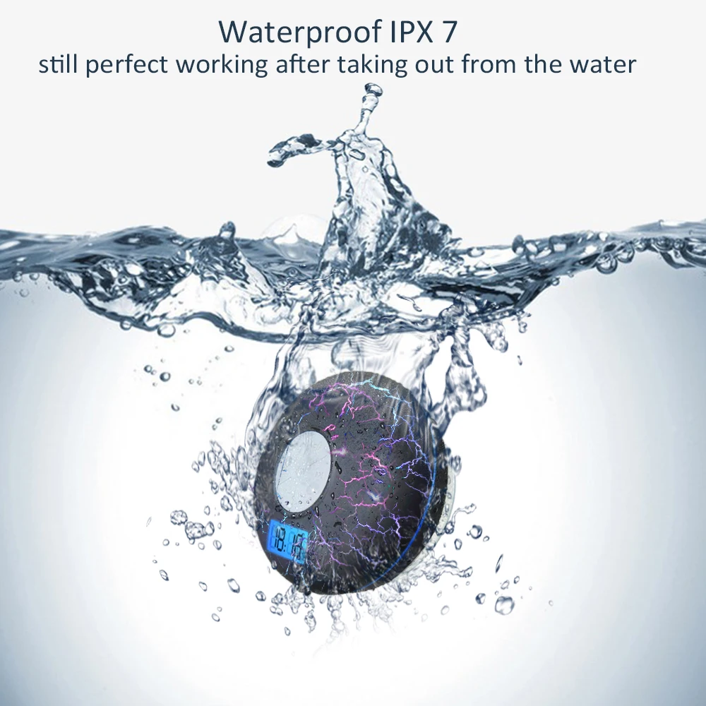 Bluetooth Shower SpeakerWaterproof IPX7 with LCD