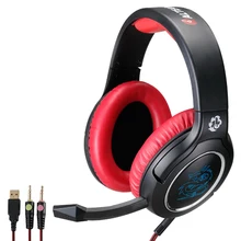 

Headband style large driver units tough cable 3.5mm connector USB charging PC gaming LED Luminous headphones with microphone