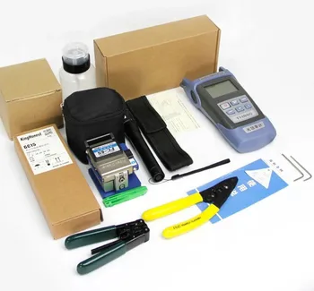 

KELUSHI 9pcs/set FTTH Tool Kit with FC-6S Fiber Cleaver and Optical Power Meter 1mW Visual Fault Locator Fiber Optic Stripper