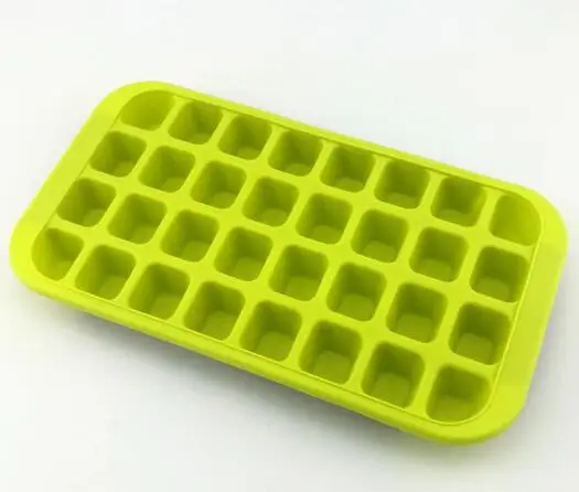 LIXYMO, 1 набор, большой кубик льда, 32 отверстия, поднос, формы для приготовления, вечерние, для кухни, сделай сам, формы для мороженого, силиконовая форма с PP лотком - Цвет: Зеленый